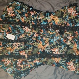 Beautiful floral bathing suit cover up. Lace details. One size. NWT